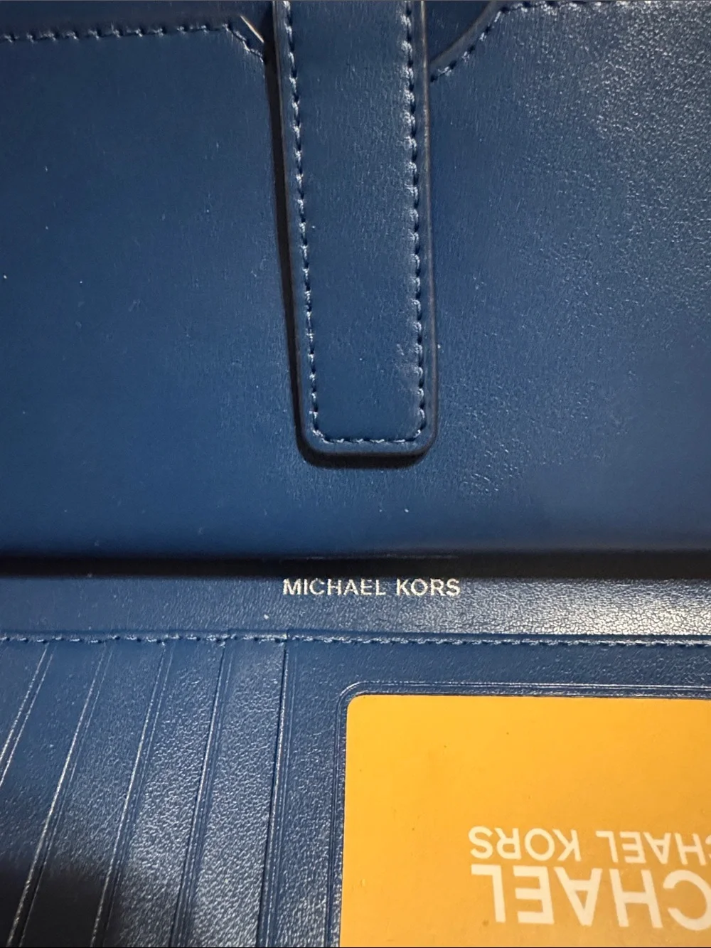 Michael Kors Blue Leather Wristlet Wallet